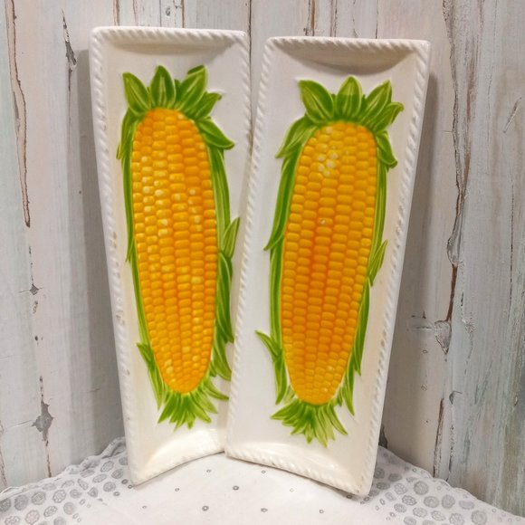 2 Vintage Ceramic Corn Cob Dishes - Picture 1 of 7